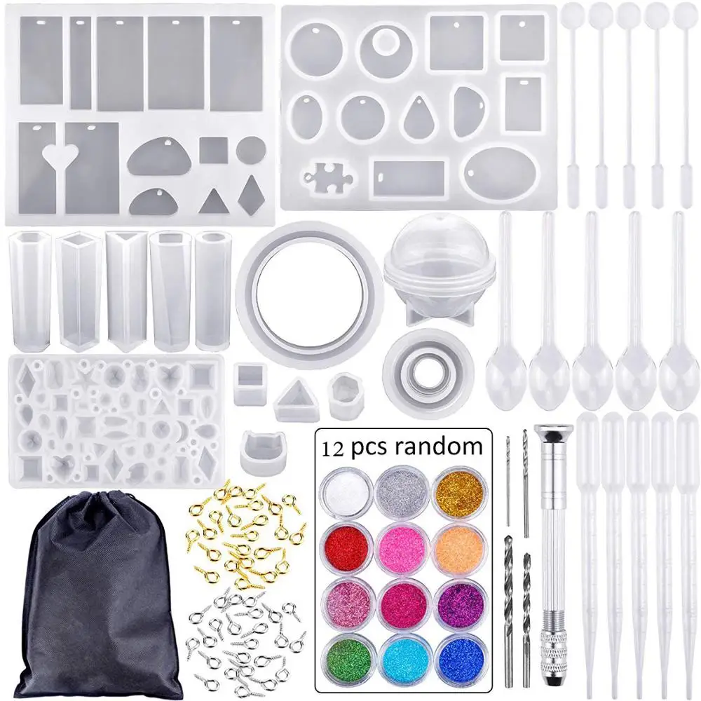 

Silicone Casting Mold And Tools Set For Resin With a Jewelry Bag DIY Resin Pendant Bracelet 83 Pieces Silicone Casting Molds