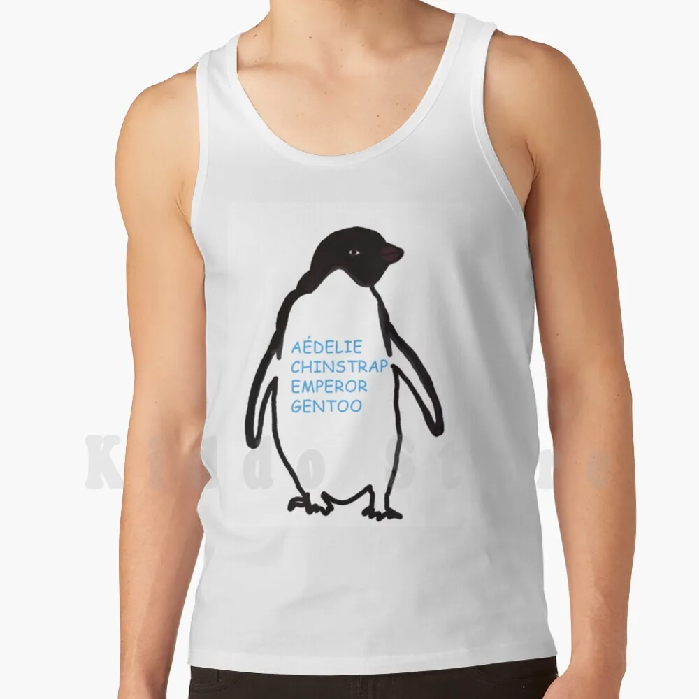 Penguins Species In The Antartica : Aédelie , Chinstrap , Emperor , Gentoo Tank Tops Vest 100% Cotton Atypical