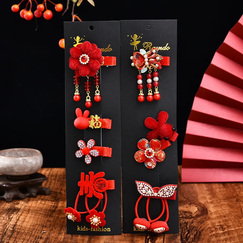 3/5/6Pcs/Set Children Cute Flower Hairball Tassel Hair Clips Girls Faux Fur Hairpins Barrettes Kids Lovely Gift Hair Accessories