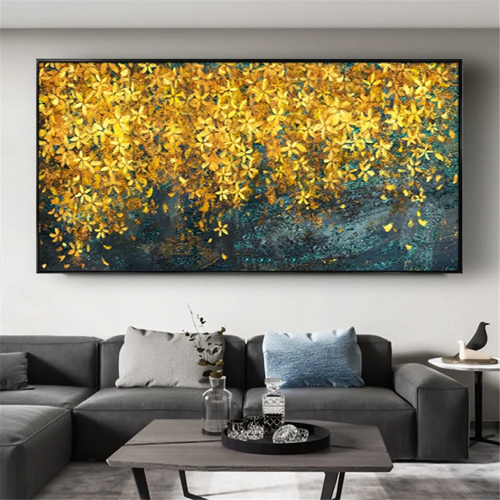 

Handpainted beautiful oil painting Abstract yellow Costa flower Lianas wall Art Canvas picture For Living Room home Decoration