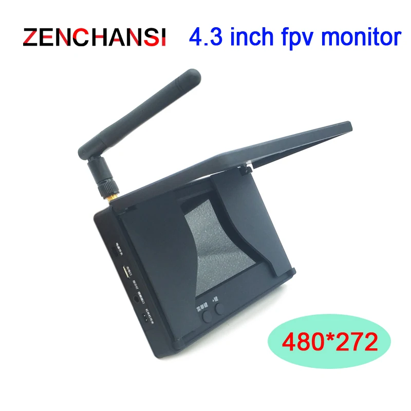 5.8G 48CH 4.3 Inch FPV Monitor 480x272 Build-in Battery Video Screen and 5.8G 1600mW Video Transmitter+CMOS 1200TVL fpv camera