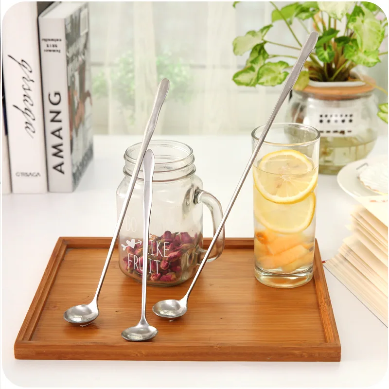 1 PC 18CM / 24cm / 30cm Long Handled Stainless Steel Coffee Spoon Ice Cream Dessert Tea Spoon for Picnic Kitchen Accessories