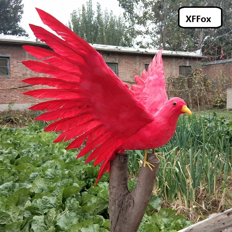 

creative red simulation dove model foam&furs wings dove bird doll gift about 30x50cm xf2424