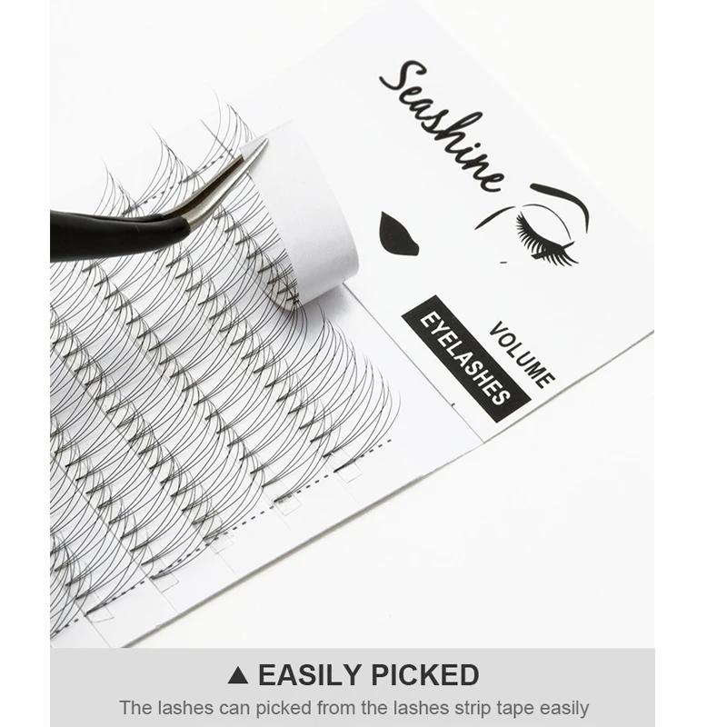 Seashine Lashes Extension 3D/4D/5D/6D Volume Lash Short Stem Pre Made Fans Silk Soft  False mink individual Eyelash Extension