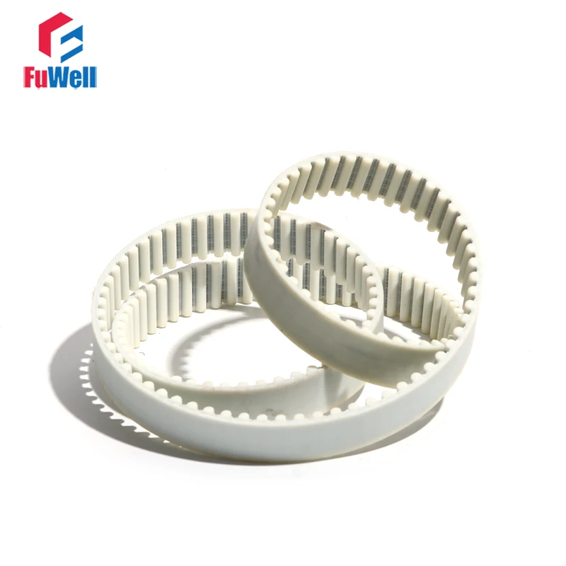 

White PU Transmission Belt HTD5M Polyurethane Timing Belt 5M-4015/4020/4030/4050/4060 15/20/25/30mm Width Toothed Pulley Belt