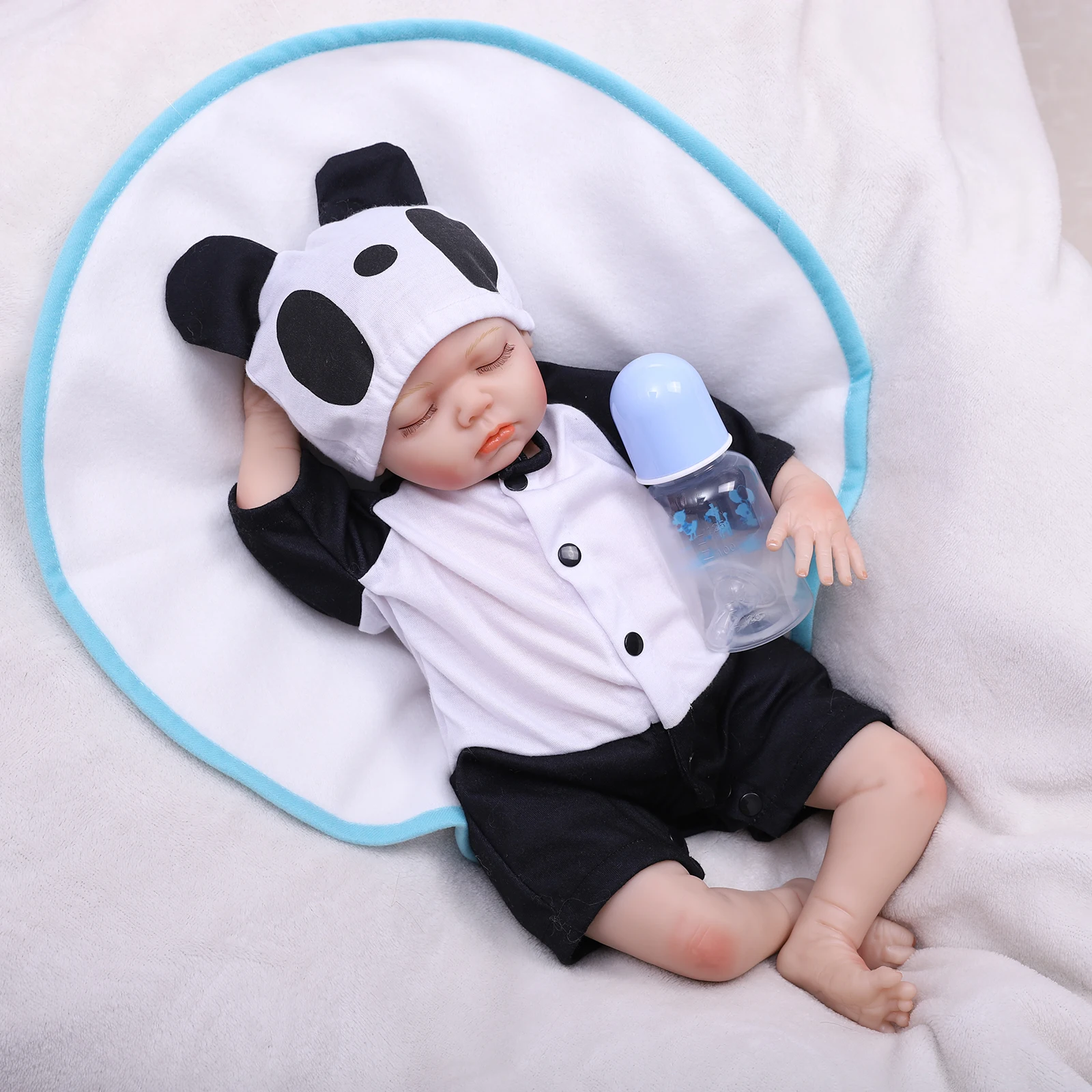 Reborn Doll 45 Cm 18 Inch Real Baby Closed Eyes Vinyl Silicone Simulating Newborn Face Child Playmate Birthday Christmas Gift