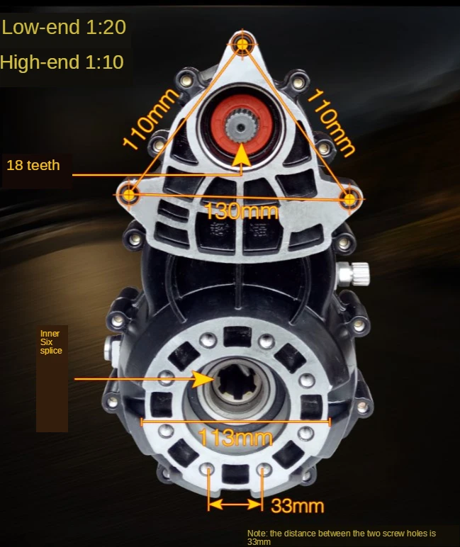 Electric tricycle accessories high power differential split gear shift motor differential reduction gear box assembly