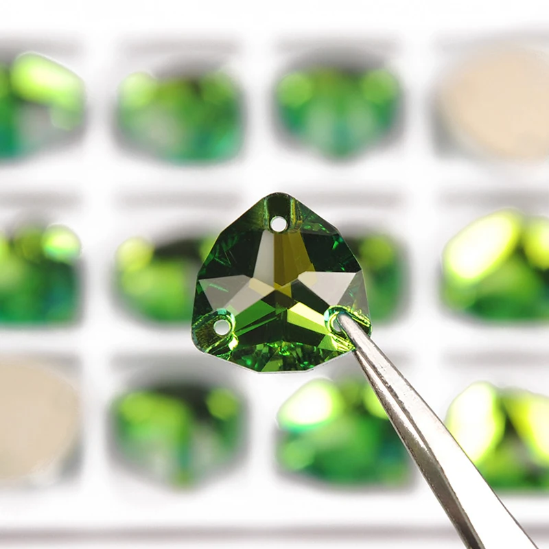 YANRUO 3272 Trilliant Peridot для рукоделия, швейные камни, украшения, зеленые, стеклянные купальники, одежда