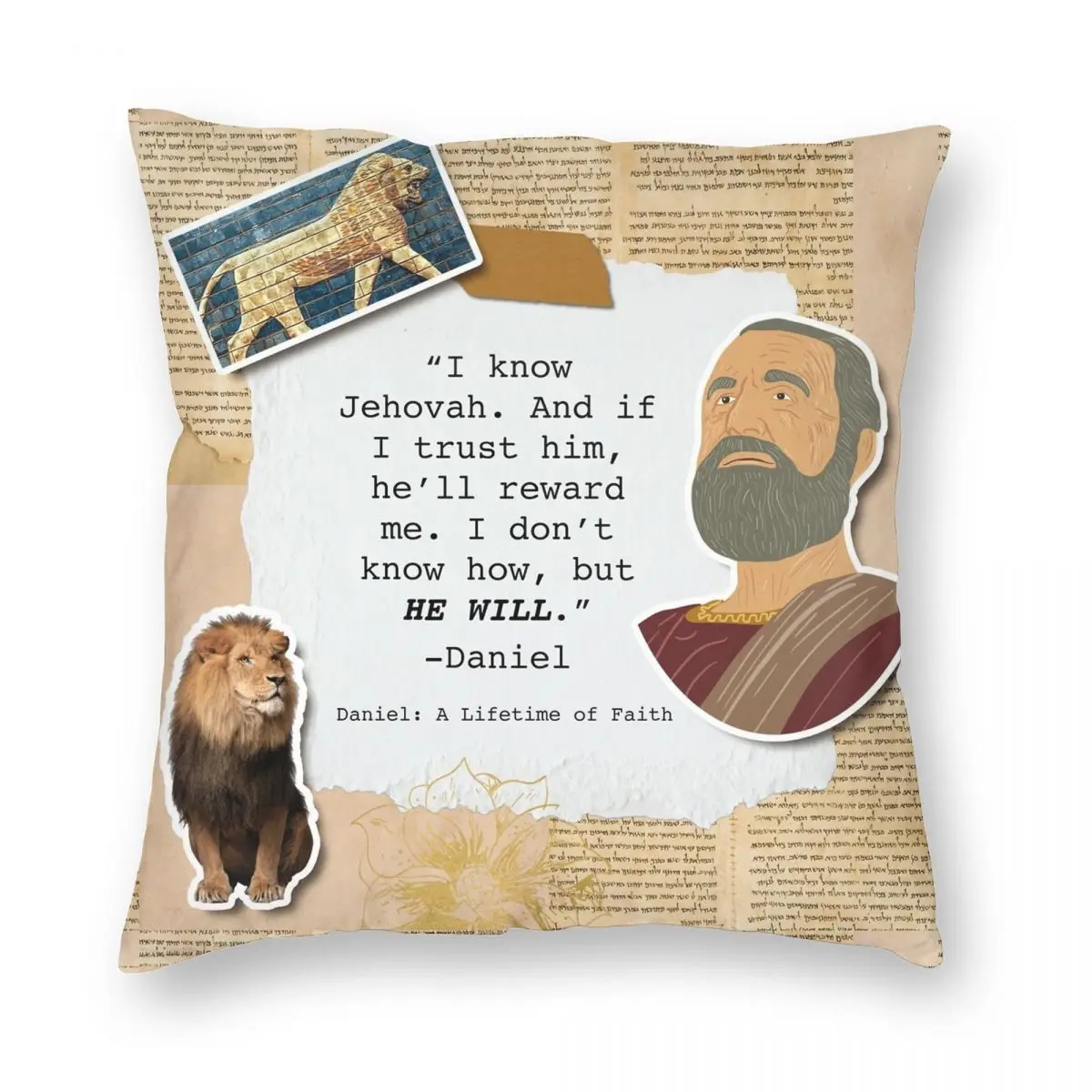 

Daniel A Lifetime Of Faith Pillowcase Polyester Linen Velvet Creative Zip Decor Car Cushion Cover 45x45