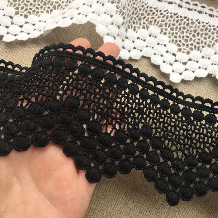 7.5CM Wide High Quality Water Soluble Lace Fabric Embroidered Ribbon Collar Edge Trim For DIY Curtains Sofa Garment Fringe Decor