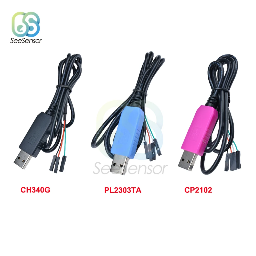 CH340 CH340G CP2102 PL2303TA USB to UART TTL Serial Wire Adapter Download Cable for WIN 7 8 10