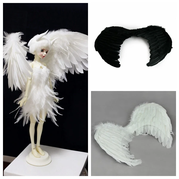 [wamami] Genuine White Fairy Nymph Fallen Angel Costume Feather Wings For 1/3 BJD Doll Dollfie