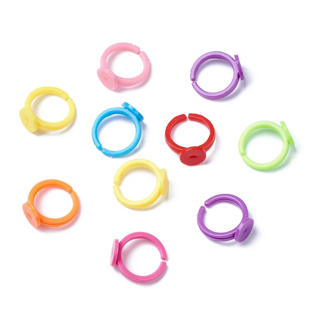 100pcs Adjustable Colorful Acrylic Ring Components for Kids  Jewelry Making DIY Children Components