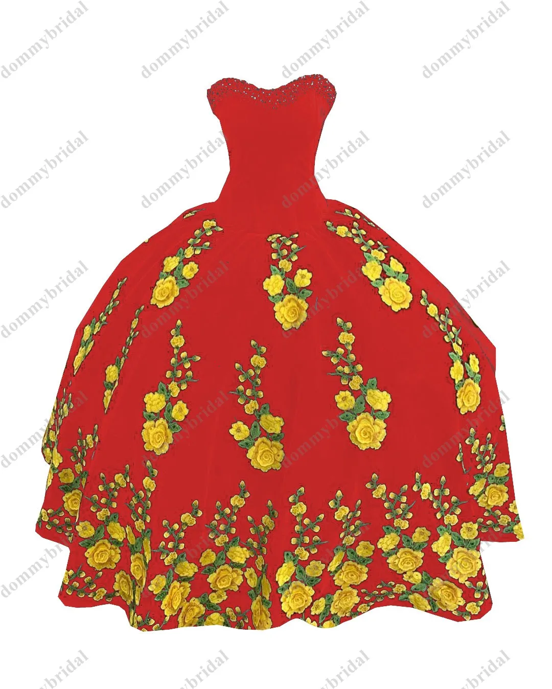 Gaun Quinceanera Bordir Bunga Kuning Mode Murah Gaun Malam Formal Beludru Merah Punggung Korset Ukuran Plus