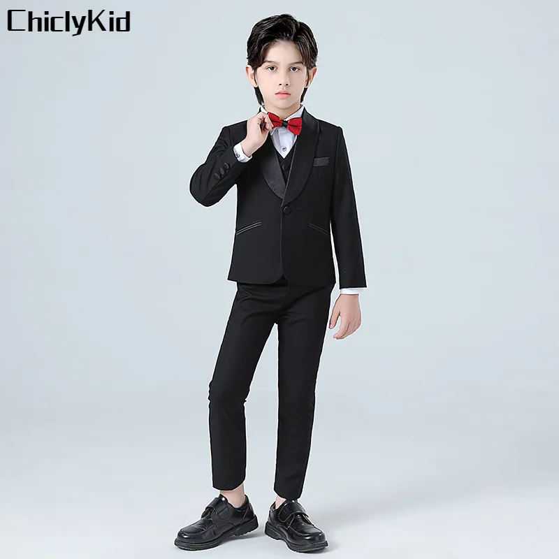 

Boys Wedding Suit Moring Coat Teen Gentlemen Kids Formal Tuxedo Dress Child Party Blazer Vest Bowtie Pant Toddler Clothes Sets