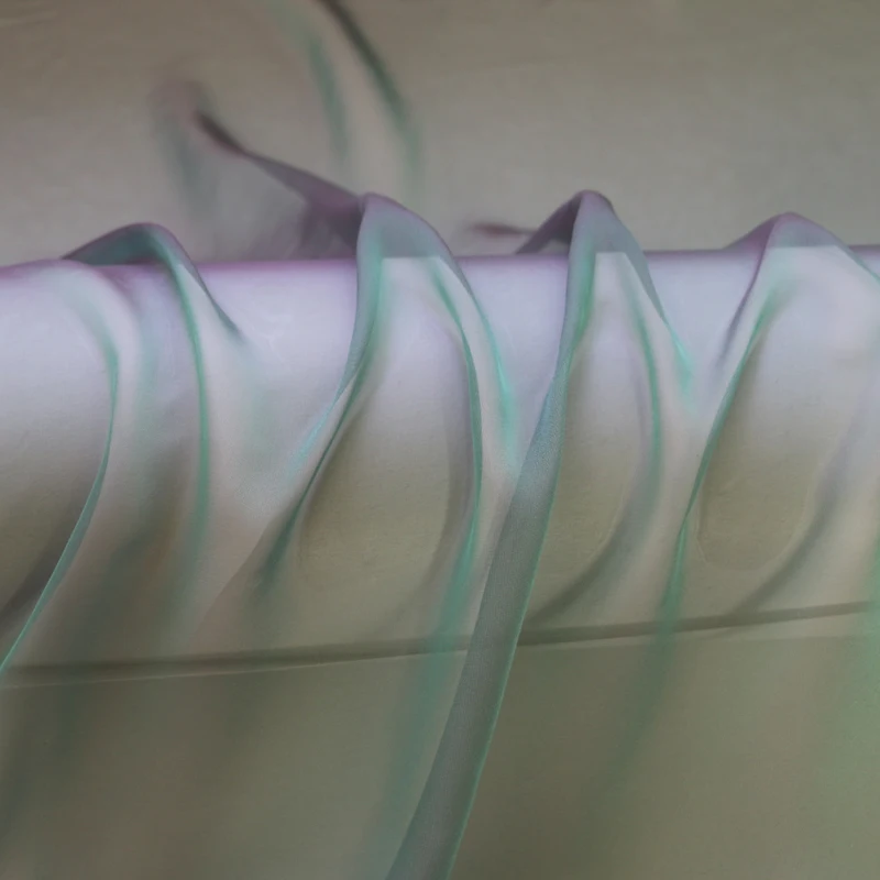 100cm*148cm Superdünner Zweifarbiger Chiffon-Gaze-Stoff, Weicher Tanz- und Brautstoff mit Schattierung – Detail 7