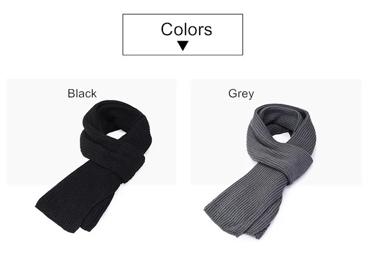 Men\'s Knitted Scarf Winter Muffler Warm Face Earflaps Shawl Chenille Hand Knitting Scarves Leisure Black