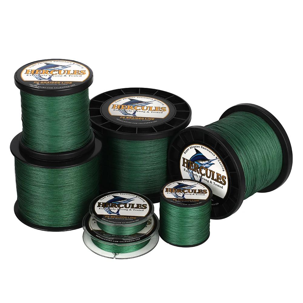 

Hercules 12 Strands Braided Fishing Line Abrasion Resistant Multifilament Green 10-420LB PE Fishing Line Super Strong 300-1000M