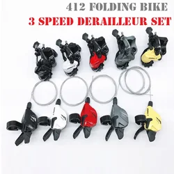 412 Folding Bike 3 Speed Rear Freewheel Shift Lever & Rear Derailleur Set Folding Bicycle Modification Accessories