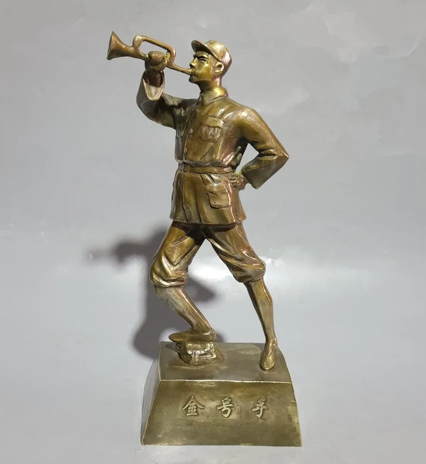 Archaize brass China revolution Personages blow Trumpeter household decoration crafts statue