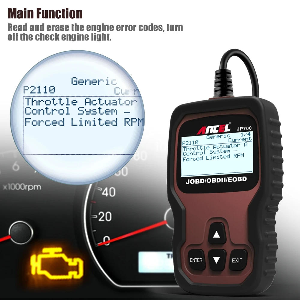 ANCEL JP700 OBD2 Scanner For Car JOBD EOBD2 Code Reader Engine Check OBD2 Scanner Automotive Professional  Diagnostic Tools