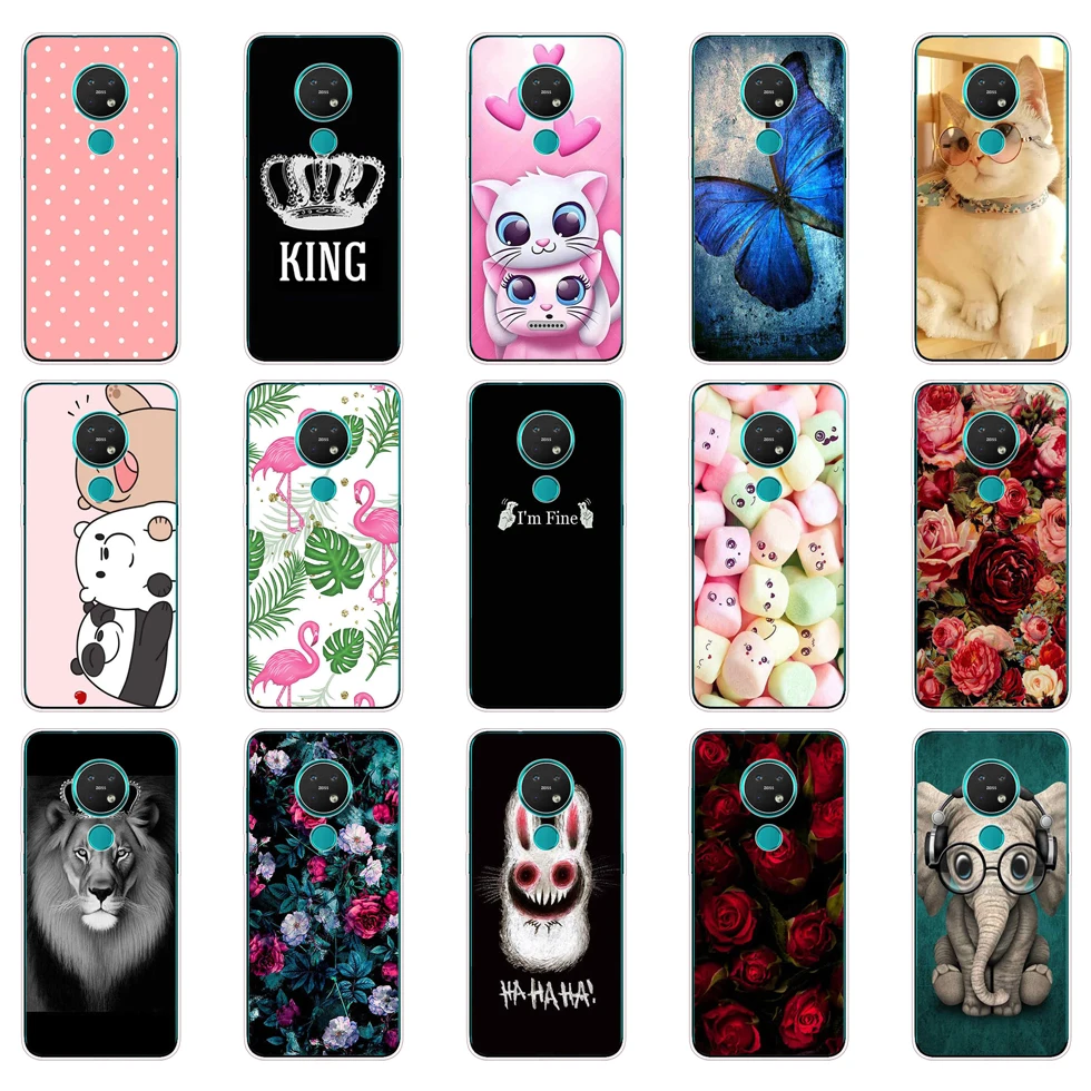 Funda de silicona suave para Nokia 7,2, carcasa de tpu a prueba de golpes, con dibujos de gato rosa, 7,2