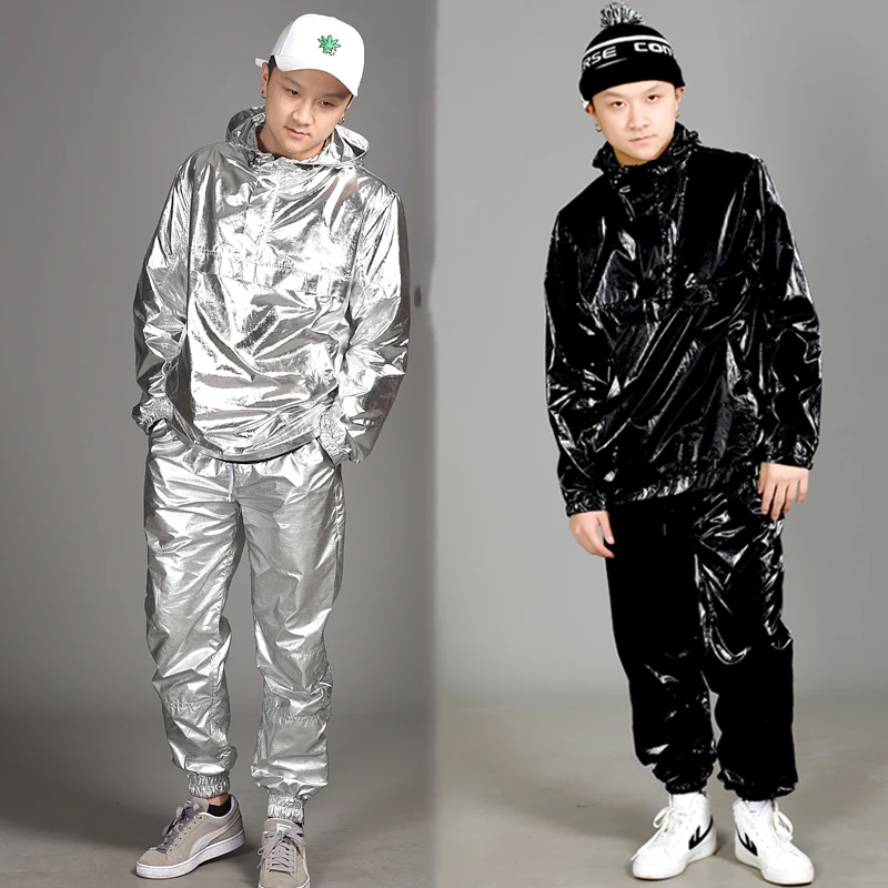 Hip Hop Costumes Men Women Silver Couple Street Dance Suit Adults Modern Stage Clothing Jazz Dancing Performance Outfit DN5382