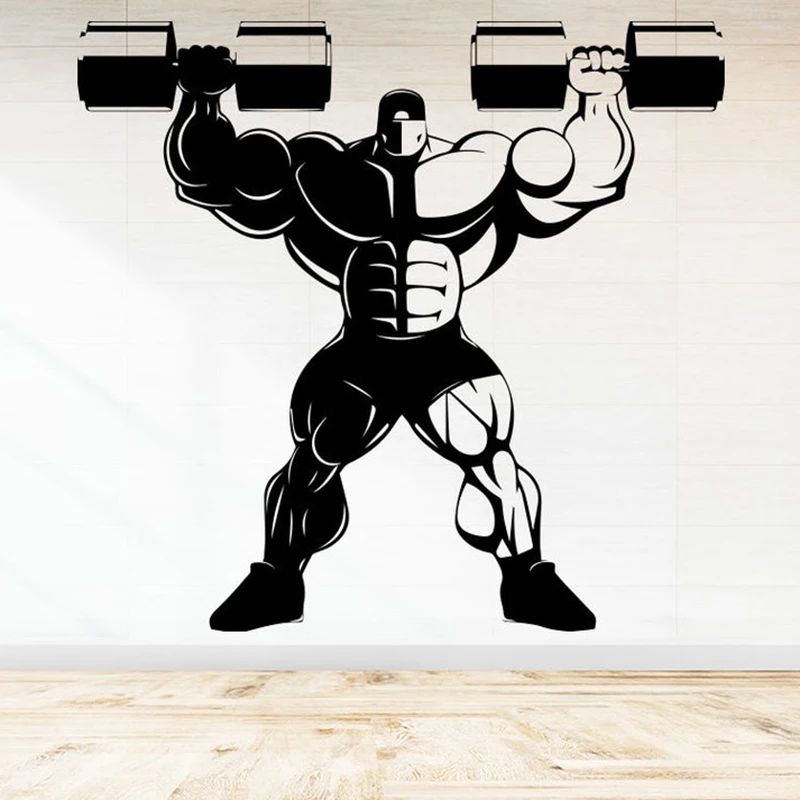 Bodybuilder Wall Decal Gym Fitness Sport Muscles Wall Sticker Home Bedroom Decor Vinyl Art Decal Gym Decor Design Mural C355