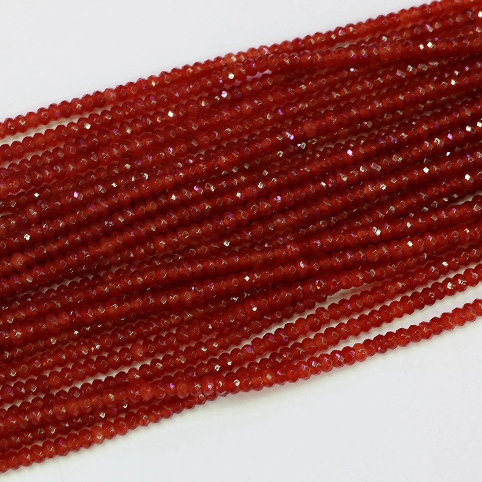 Fashion natural stone red Chalcedony carnelian agates new fashion onyx 2x4mm faceted abacus loose bead diy beautiful Jewelry 15\