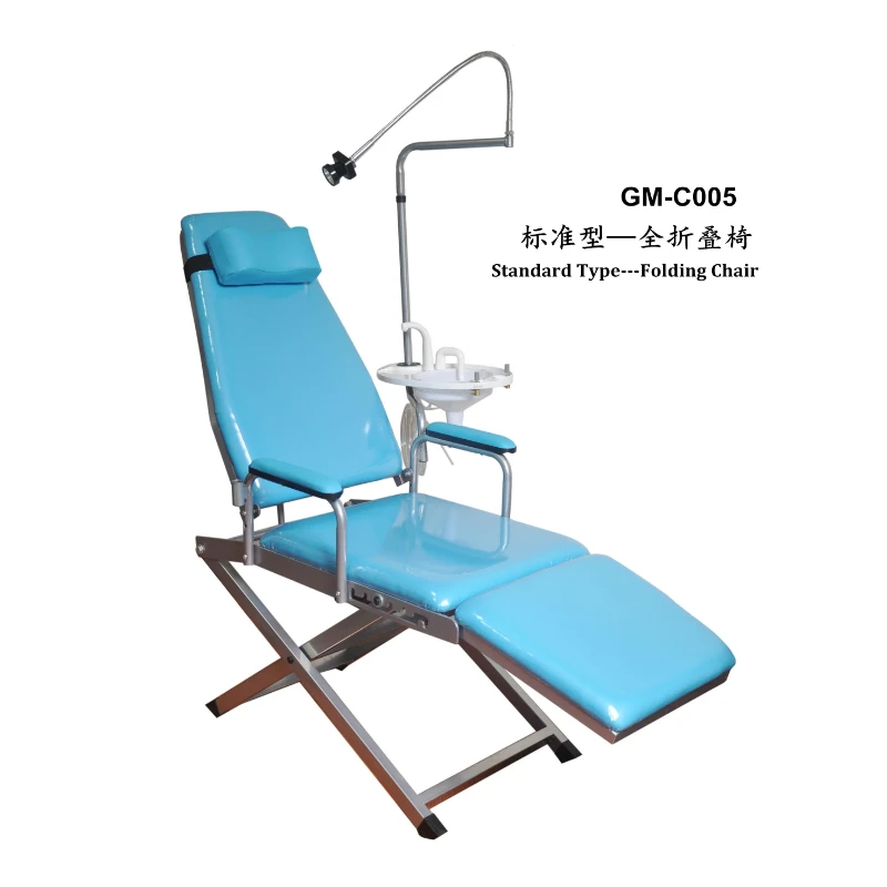 Cheap Portable dental chair unit mobile  folding chair with LED light and Tray For dental clinics