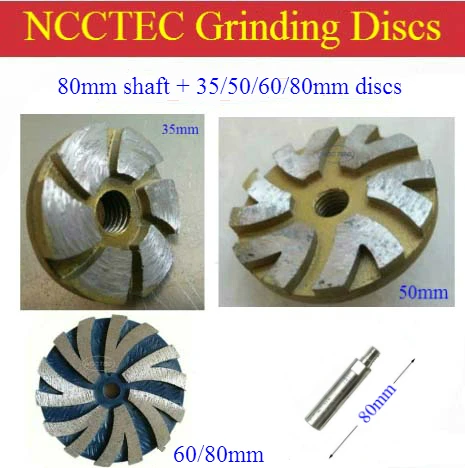 80mm Extension connection rod shaft + 35 50 60 80mm Diamond grinding discs for angle grinder | 3.2'' Clear bottom attachments