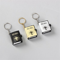 Gold Color Mini Holy Bible Keychain Real Paper Can Read Key Chain Pendant Keyring Fashion Religious Jewelry A865