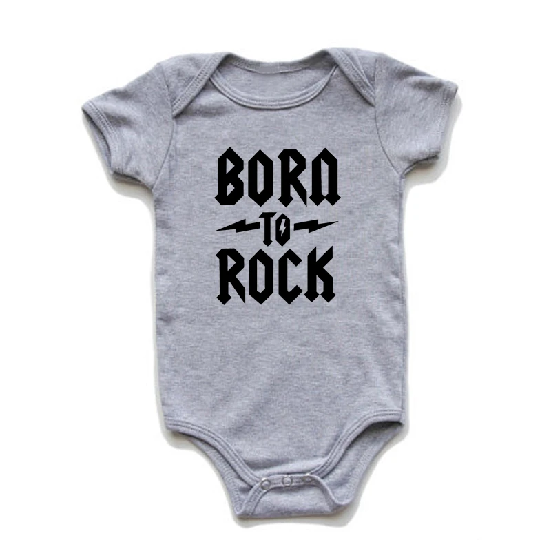 Born To Rock Newborn Baby Short Sleeve Cotton Baby Bodysuit Cute Baby Boy Clothes Jumpsuit Infant Outfit Baby Body Rock Onesie