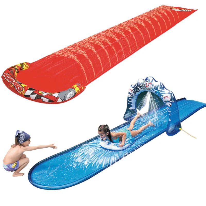 Water Slides Inflatable Water Slide Game Toy Water Toy Double Sliding Cloth Children Grass Outdoor Water Spray Pad Water Ring