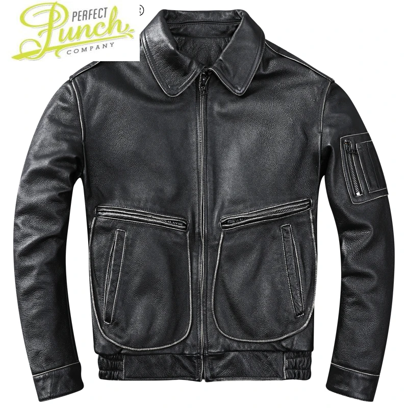 

Quality High Leather Jacket Men Bomber Jacket Vintage Fashion Cowhide Motorcycle Coat Mens Clothes Casaco Masculino 2021 WPY3861