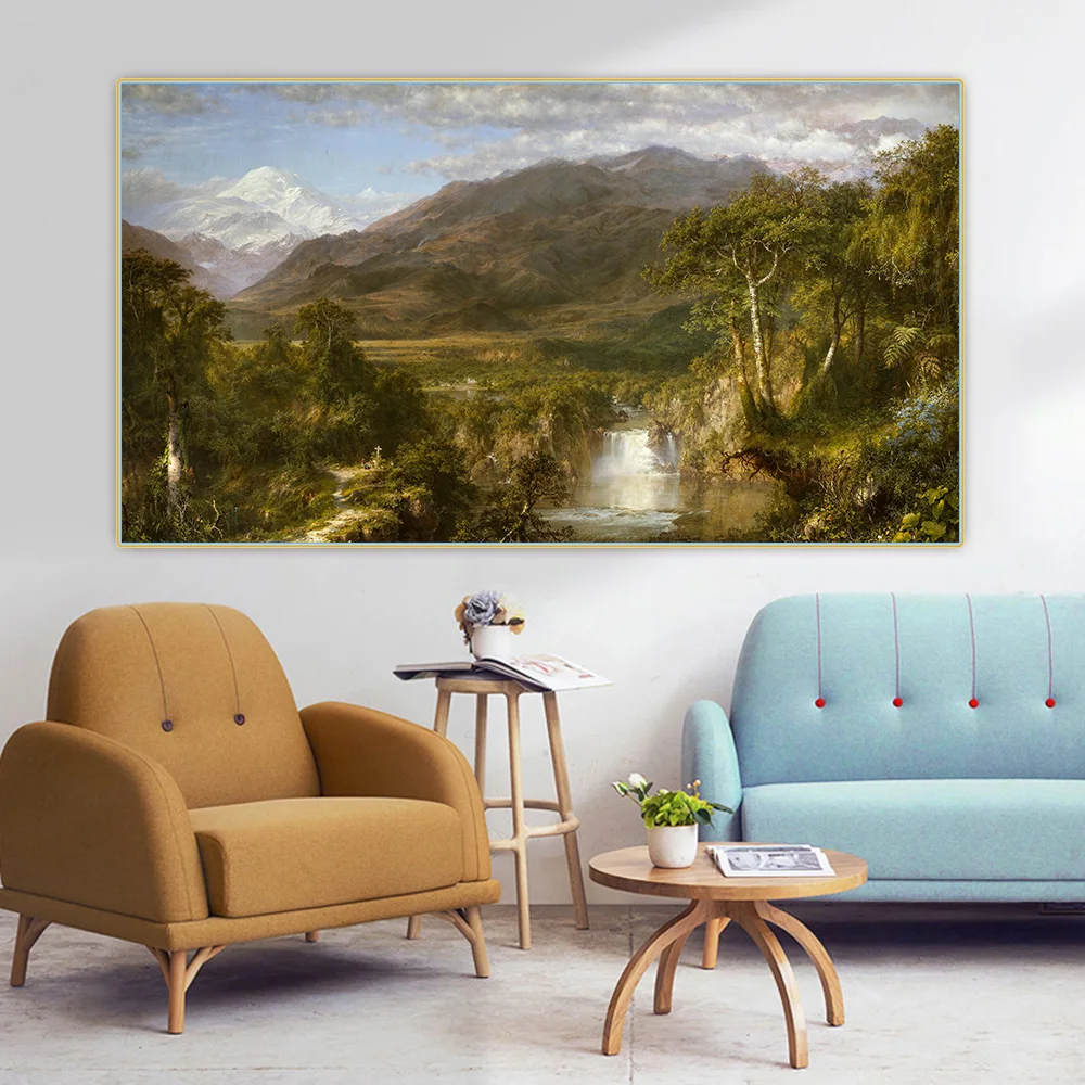 Citon Frederic Edwin Church《The Heart of the Andes》Canvas Art Oil Painting Artwork Picture Backdrop Wall Decor Home Decoration