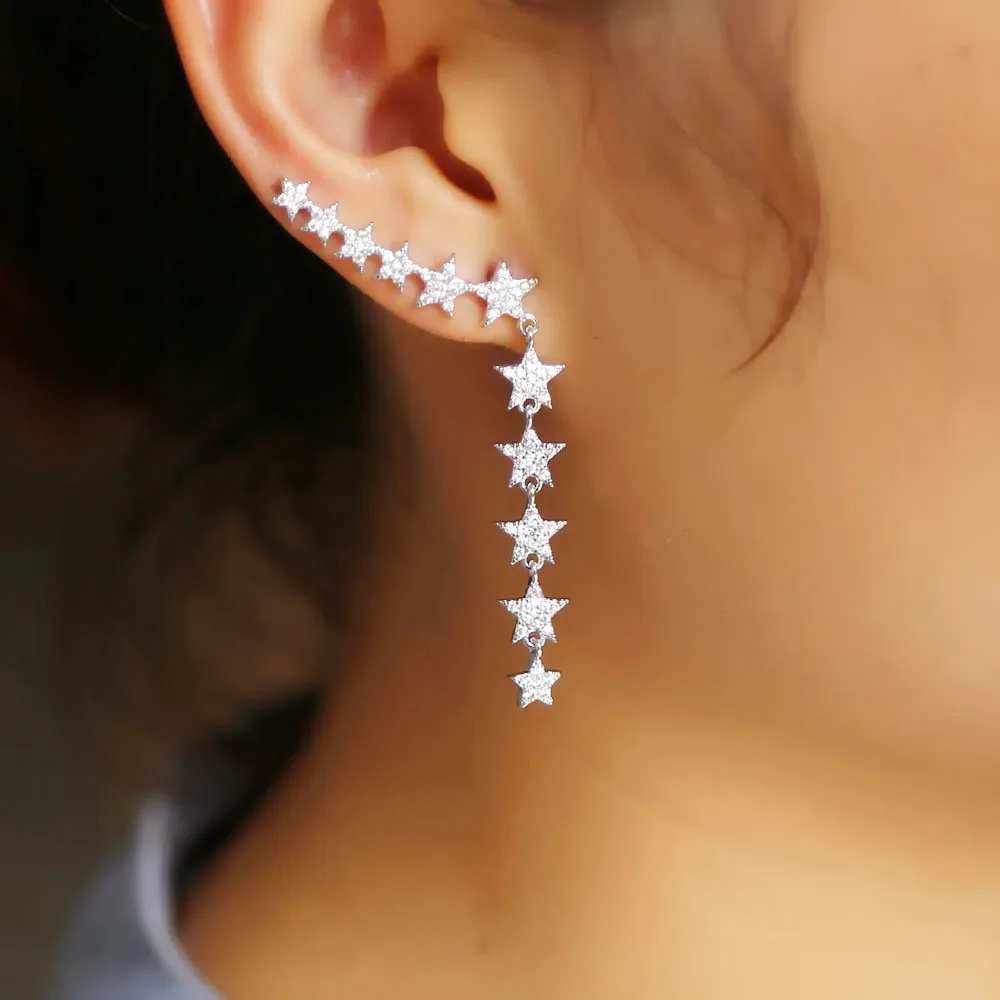 2025 ارتفاع الموضة النسائية حساسة لطيف ستار المبهر Dorp القرط لفتيات جميلات 11 تشيكوسلوفاكيا نجوم سحر العلامة التجارية غرامة أقراط مجوهرات