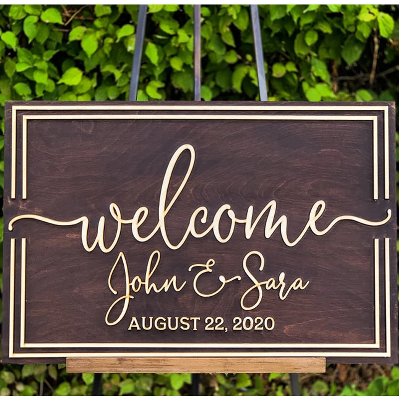 Painted 3D Wedding Welcome Sign,Welcome to Our Forever Sign,Custom Wood Wedding Sign,Unique Wood Guestbook for Bride and Groom