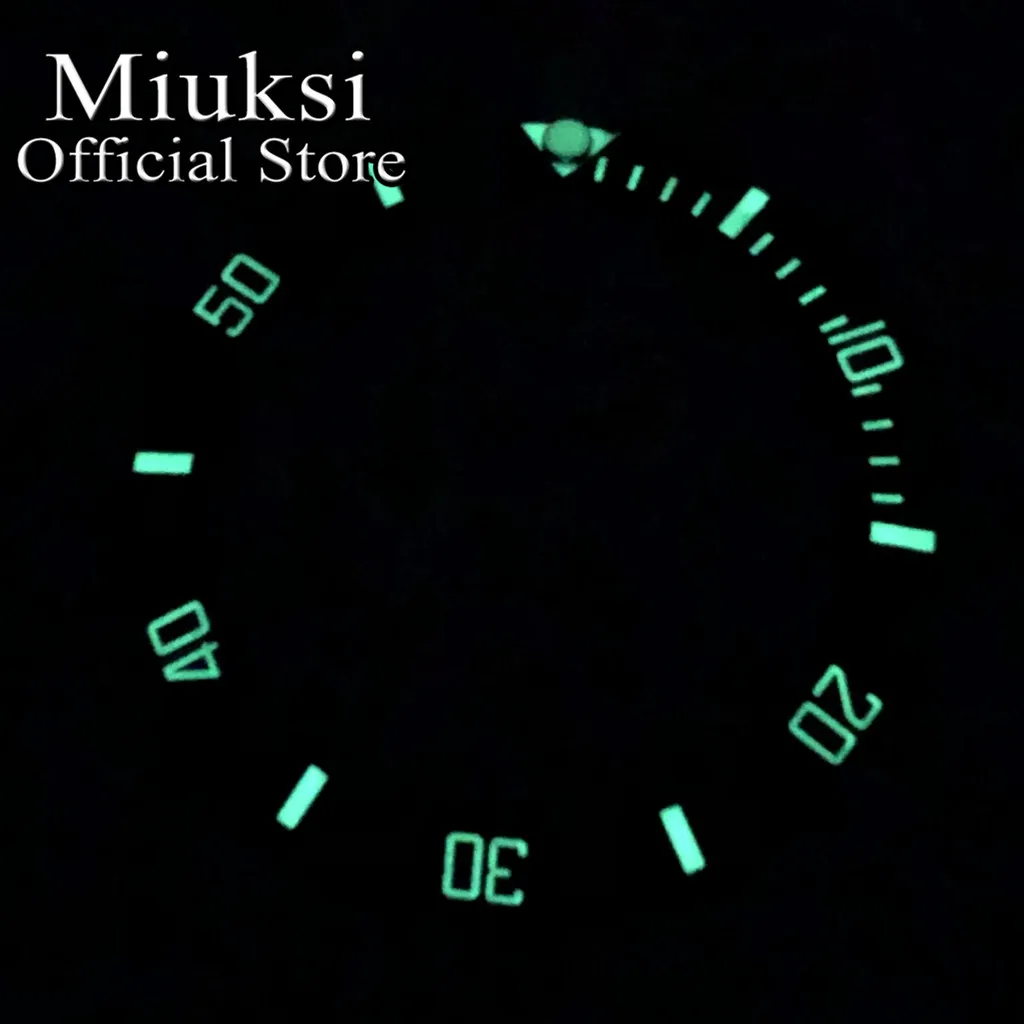 Miuksi 38mm super blue green luminous ceramic/titanium bezel insert fit 40mm watch case