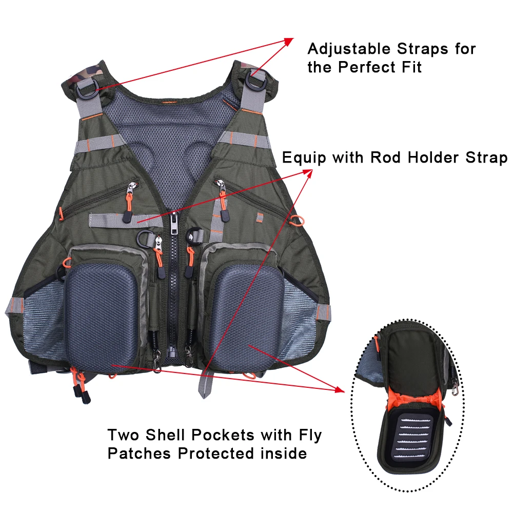 Fishing Vest Backpack  Adjustable for Men and Women Fly Bass Fishing Pack Trout Bag  for Outdoor Activities