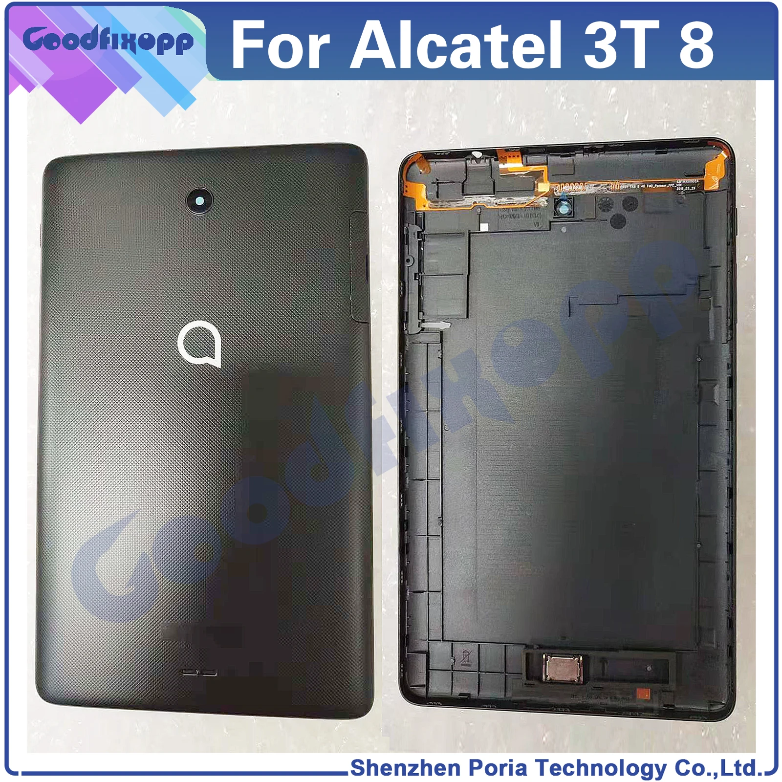 

NEW For Alcatel 3T 8 9027Q 9027W 9032X Battery Back Cover Housing Door Rear Case Lid + Camera Glass Lens + Power Volume Buttons