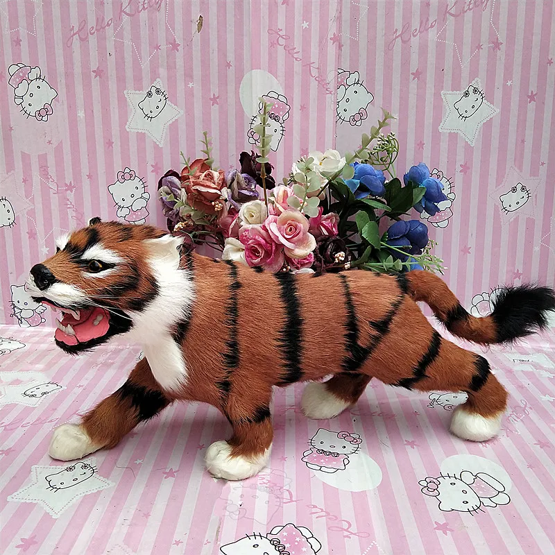 Simulation Yellow Tiger Model Real Life Representation Polyethylene & Furs 39x19cm Gift for Collectors And Fans