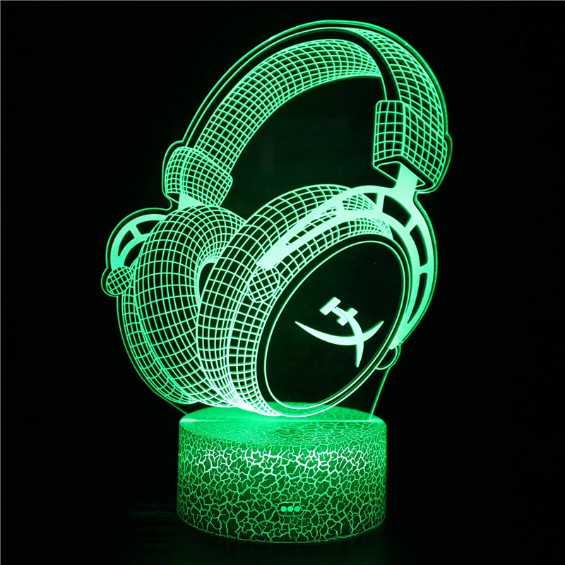 3D Headphone Lamp Led Night Light 7 Colors Changing Hologram Nightlight Bedroom Decoration Home Birthday Christmas Gift for Kids