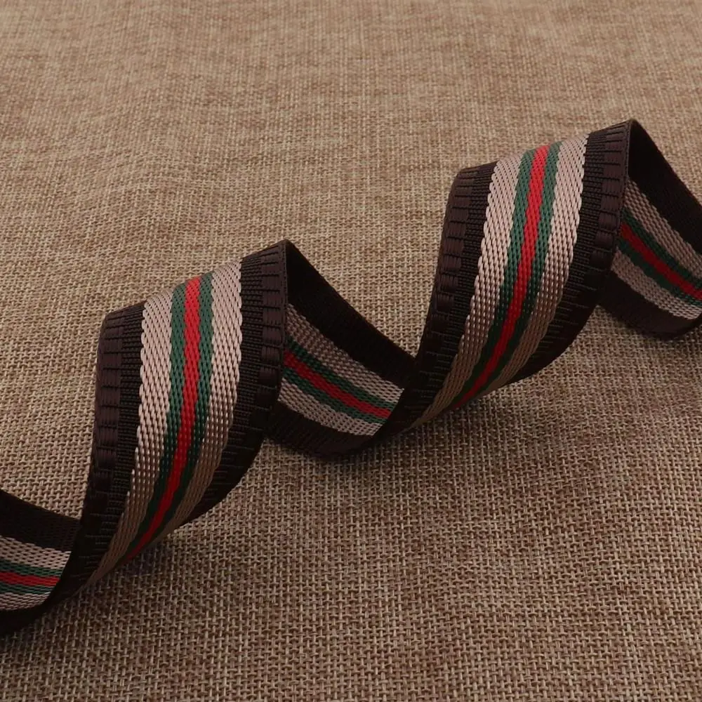 38MM Brown Striped Webbing Soft Smooth Purse Strap Purse Bag Webbing Bag Woven Belt Camera Strap Canvas belt supplies-1.5\