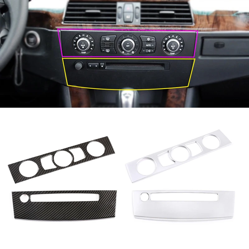 

For BMW 5 Series E60 2004 - 2010 Carbon Texture Car Inner Center Console Air Vent Outlet Volume Adjuster Frame Protective Cover