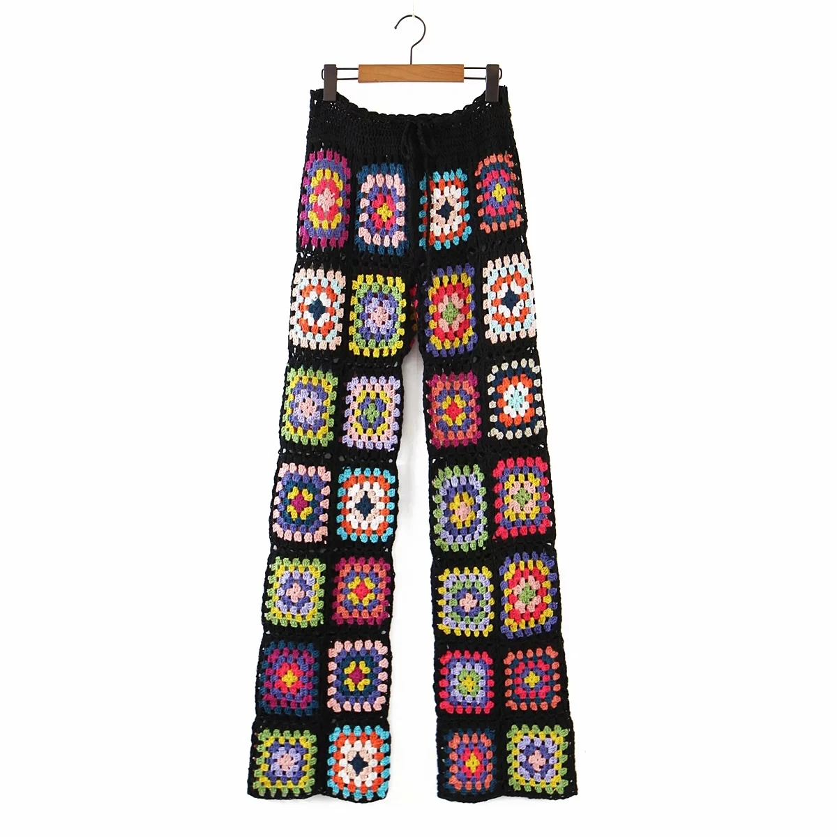 Maxdutti Trousers Women Ins Fashion Blogger Vintage HnadMade Knitted Pants Women Holiday Loose Pantalones Mujer Pantalon Femme