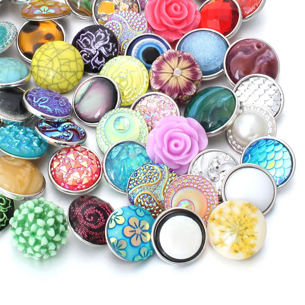 10pcs/lot New Mixed Style Snap Button Jewelry Ginger Resin 18mm Snap Buttons fit Snap Bracelet Bangles Button Jewelry ZD047