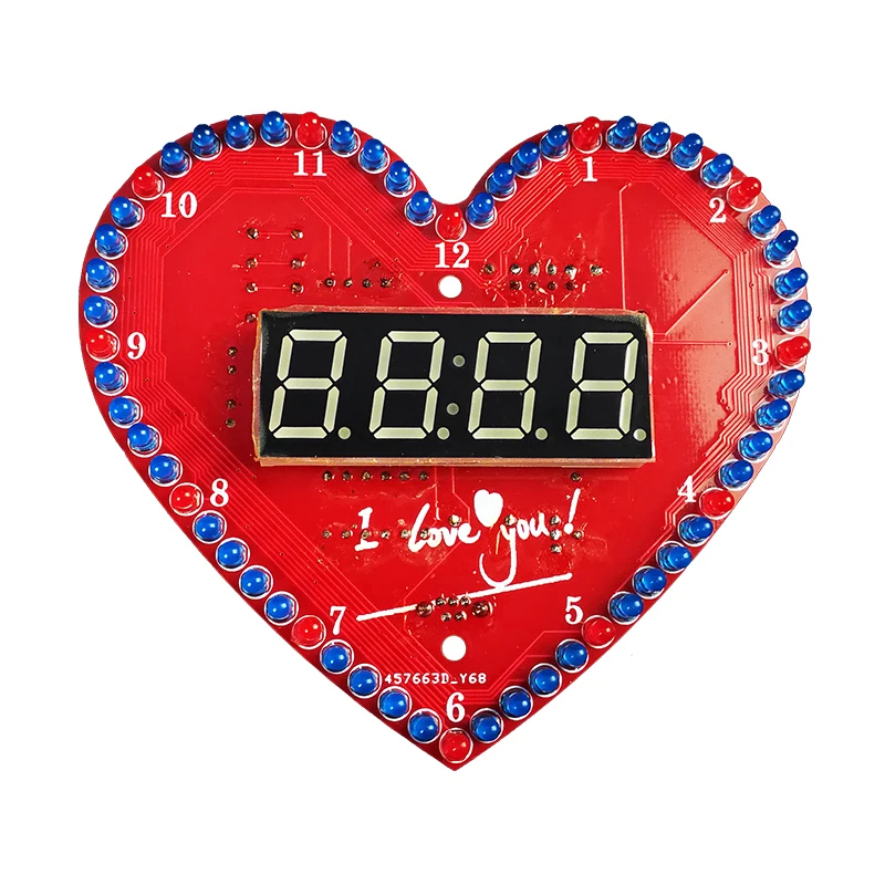 diy Electronic clock heart-shaped flash led love creative DIY sodering kit creative gifts time/temperature display for beginner