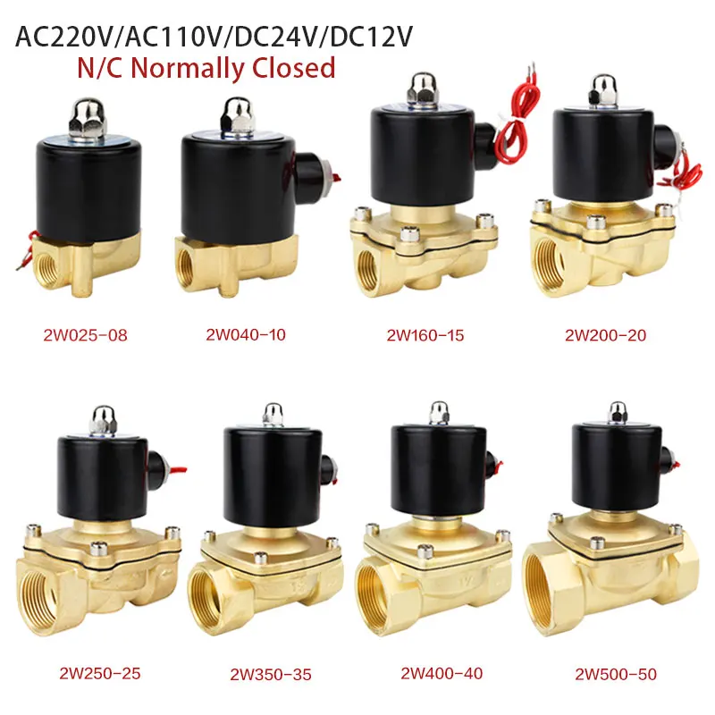 

Electric Solenoid Valve 1/4" 3/8" 1/2" 3/4" 1" DN8/10/15/20/25/50 Normally Closed Pneumatic for Water Oil Air 12V 24V 220V 110V