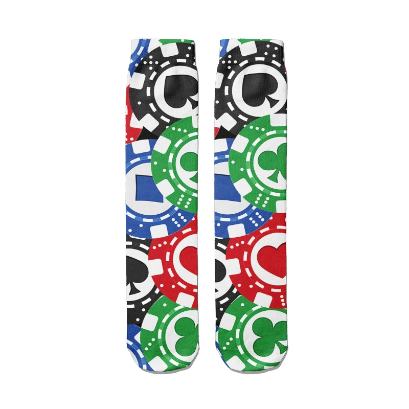 Cotton Socks Funny Poker Card Tube Socks Compression Fashion Mixed Cotton Winter Warmth Funny Female Sock High Quality Unisex